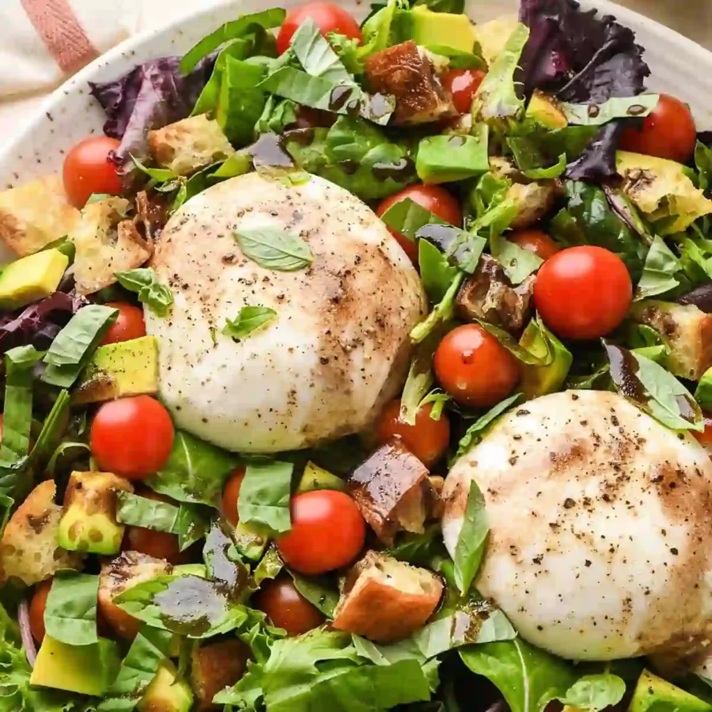 Prosciutto, Burrata & Red Wine Poached Salad
