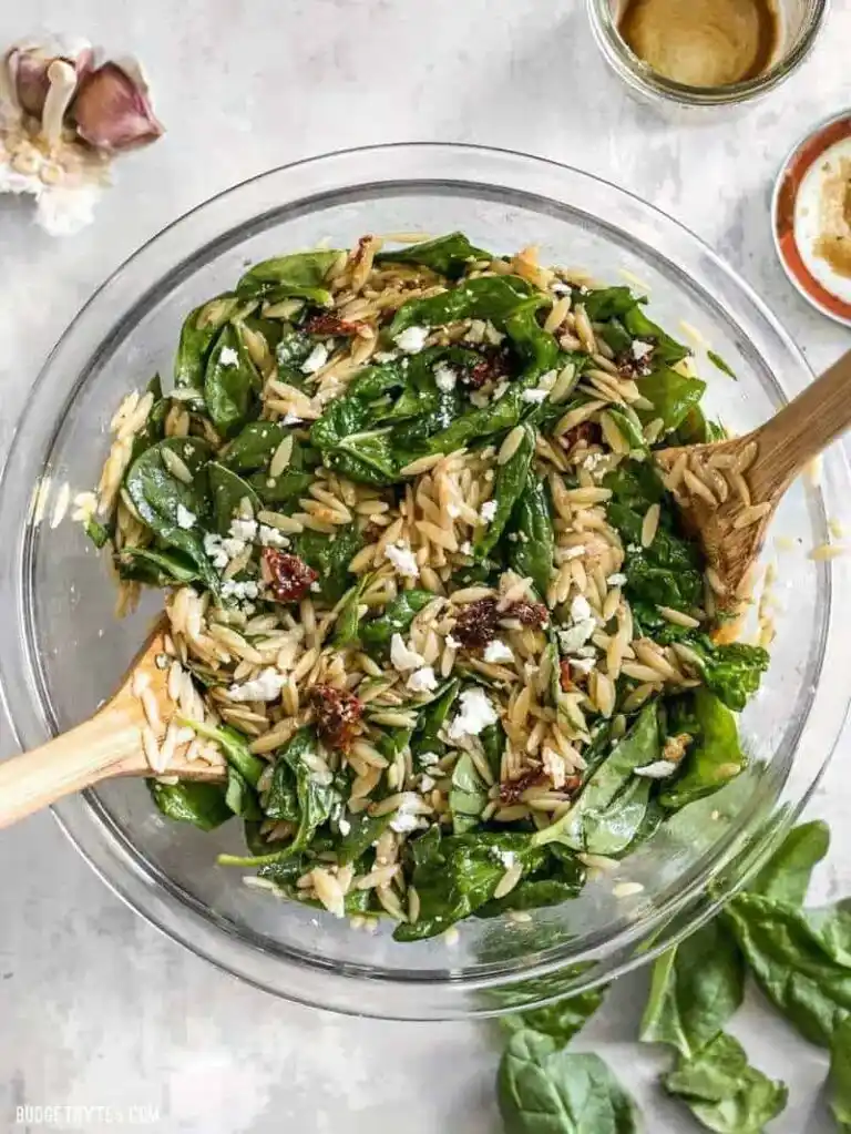 Spinach and Orzo Salad with Balsamic Vinaigrette