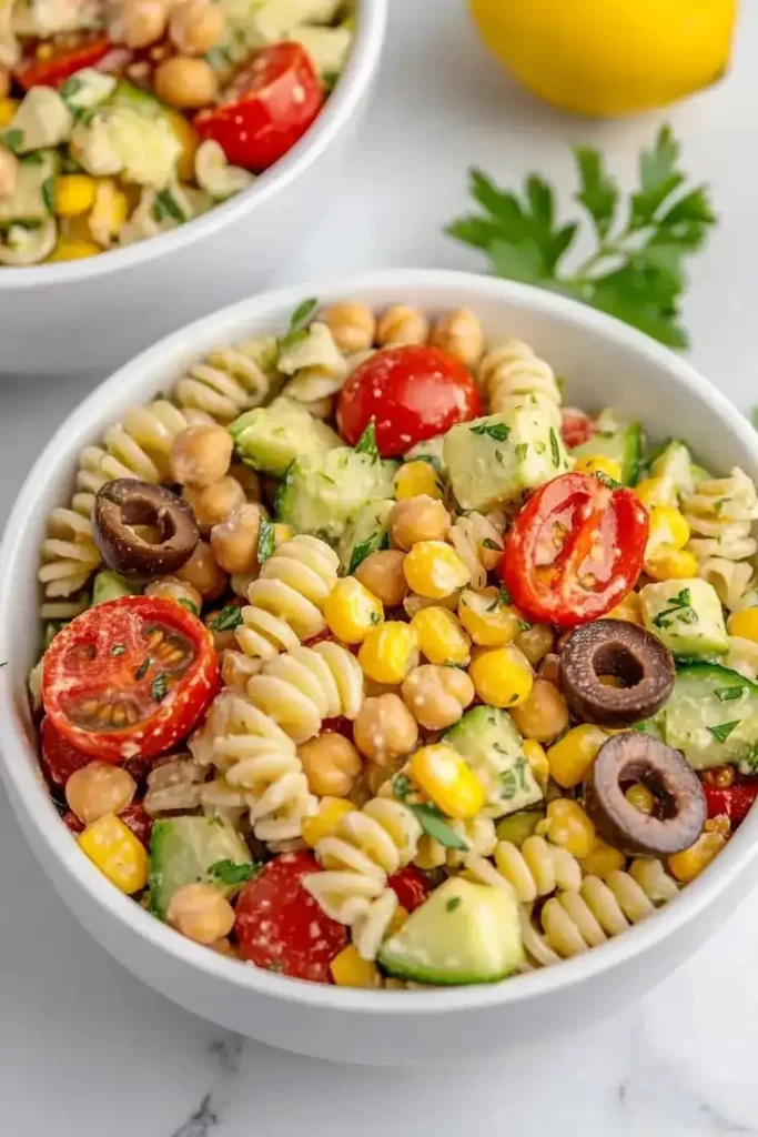 Roasted Chickpeas & Sprouts Pasta Salad