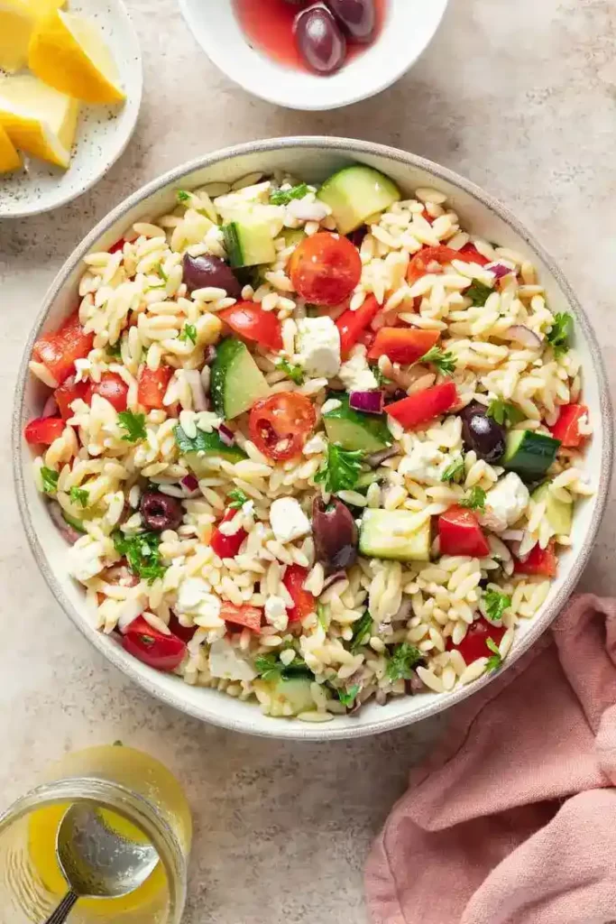 Herby Olive Italian Orzo Pasta Salad